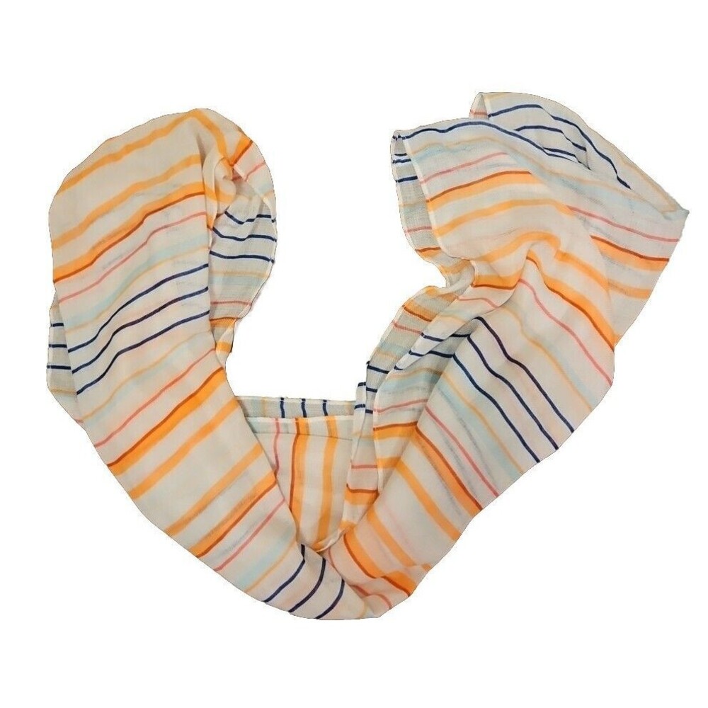 GAP Infinity Scarf Women One Size Orange White Blue Salmon Coral Striped 20.5" W